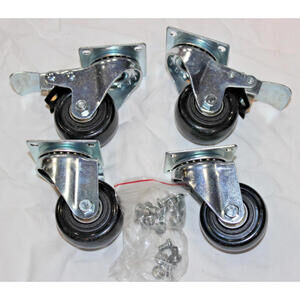 Set of 4 retractable leveling casters with 2" square base & screws, 1.75" wheels
